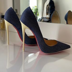 Denim Christian Louboutin heels 38.5 So Kate 120 heel size